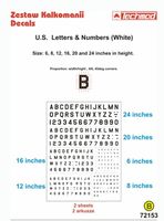 U.S. Letters & Numbers White (size 6,8,12,16,20 i 24 cale)