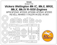 Vickers Wellington (Mk IC, Mk.II, MKIII, Mk.X, Mk.IV R-1830 Engines) - (MPM/ REVELL/ ITALERI) + wheels masks